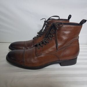 To Boot New York Adam Derrick Captain Men Mid Brown Calf Zip Leather Boots 11.5